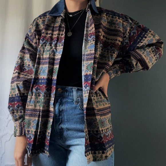 Western Pattern Vintage Button Down - Picture 1 of 4